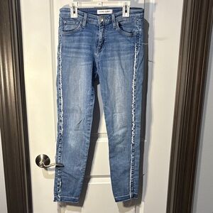 Flying Monkey Light Blue Frayed-Trim Cropped Jeans